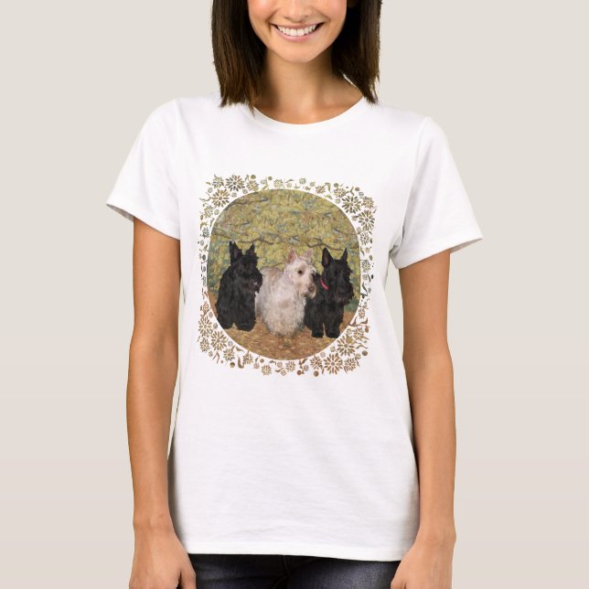 Scottish Terrier Fall Säsong Design T-shirt (Framsida)