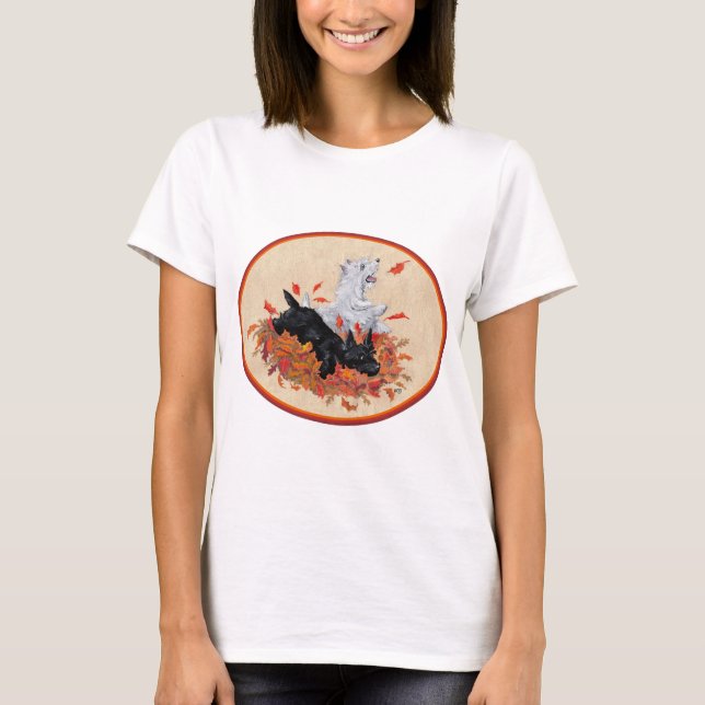 Scottish Terrier Fall Säsong Design Tee Shirt (Framsida)