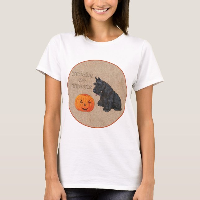 Scottish Terrier Fall Säsong Design Tee Shirt (Framsida)