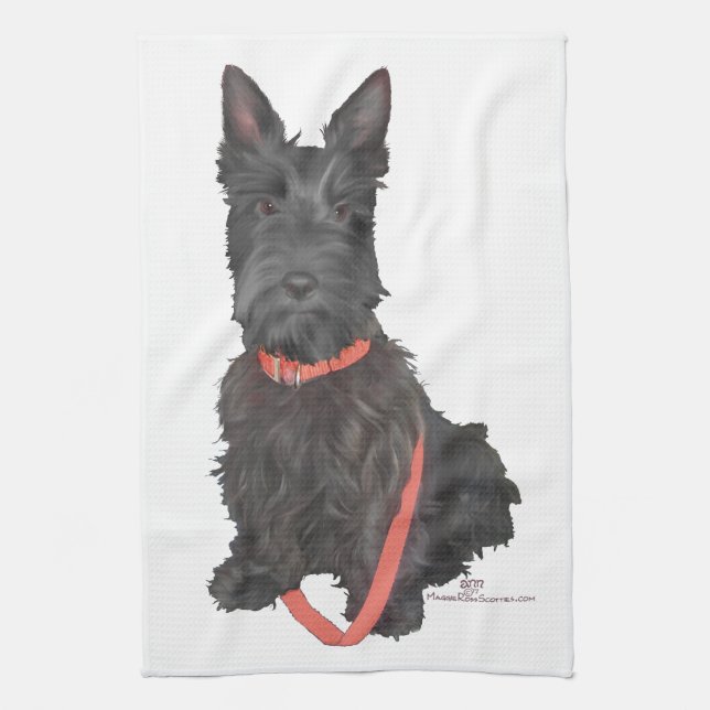 Scottish Terrier Flourish Kökshandduk (Vertikal)