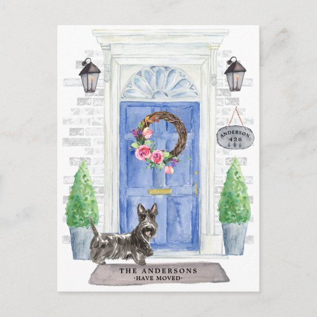 Scottish Terrier Flytta Announcement Postcard Vykort (Framsida)