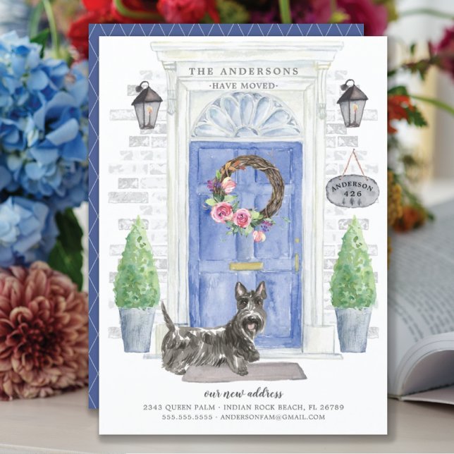 Scottish Terrier Front Door Flytta Announcement Inbjudningar (Skapare uppladdad)