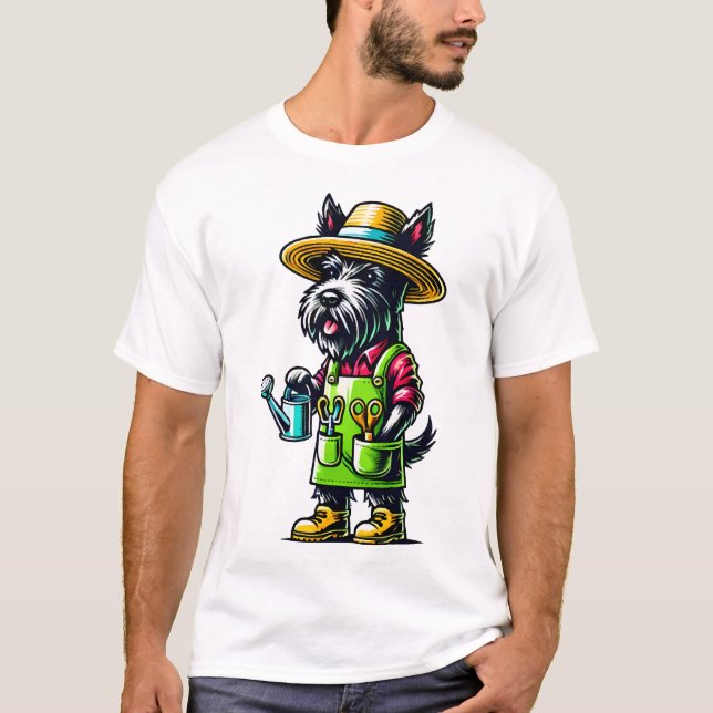 Scottish Terrier Gardener Copy T Shirt (Framsida)