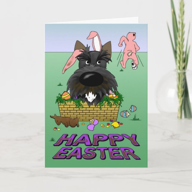 Scottish Terrier Glad påsk Card Helgkort (Framsida)