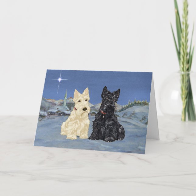 Scottish Terrier Greeting Card Helgkort (Framsida)