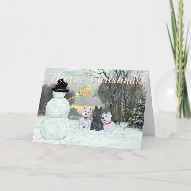 Scottish Terrier Greeting Card Helgkort (Framsida)
