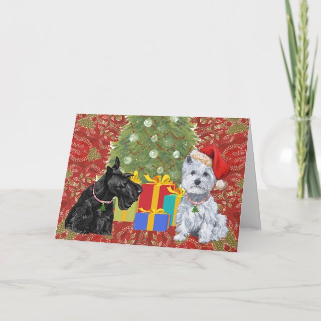 Scottish Terrier Greeting Card Helgkort (Framsida)