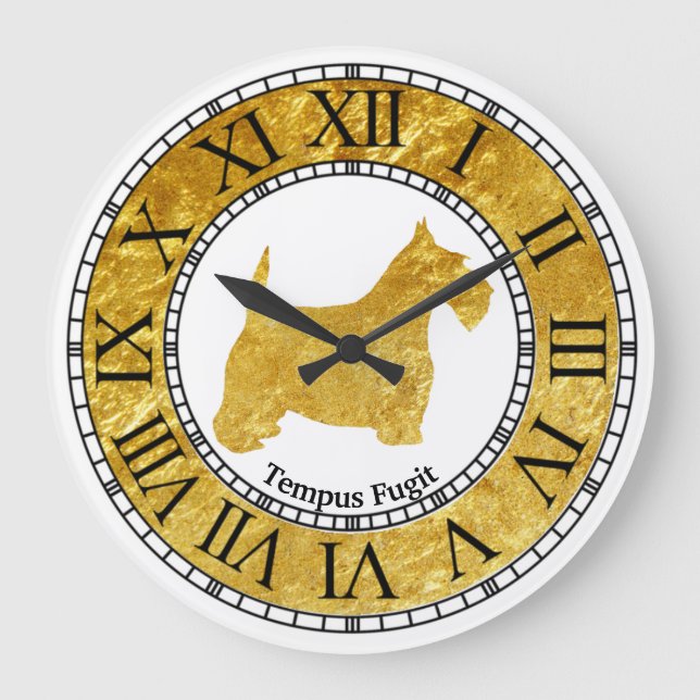 Scottish Terrier Guld med Guld Stor Klocka (Framsida)