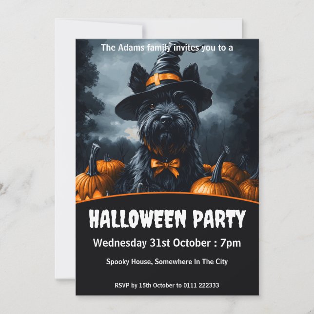 Scottish Terrier Halloween fest Inbjudningar (Framsida)