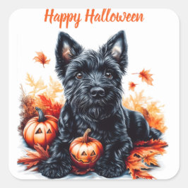 Scottish Terrier Halloween Fyrkantigt Klistermärke