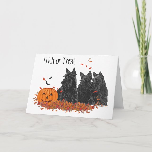 Scottish Terrier Halloween Greeting Card Kort (Framsida)