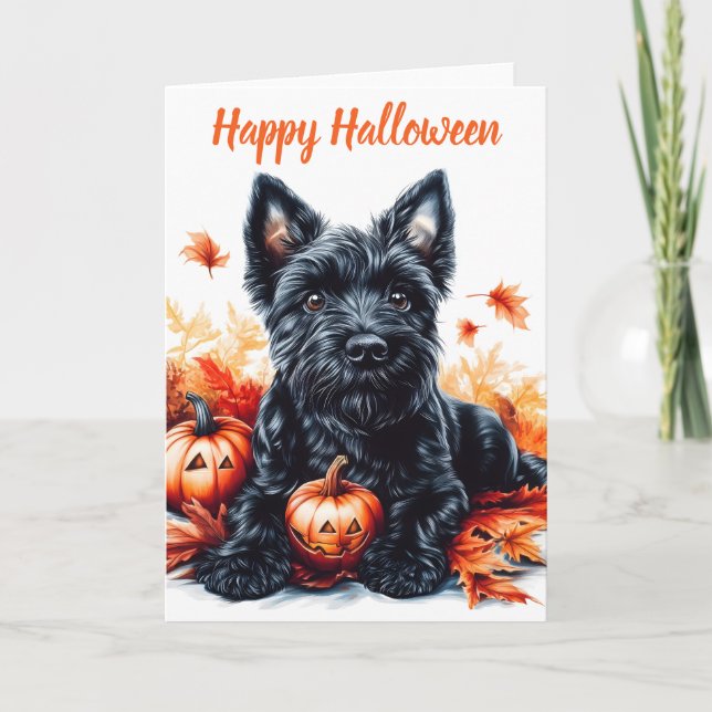 Scottish Terrier Halloween Kort (Framsida)