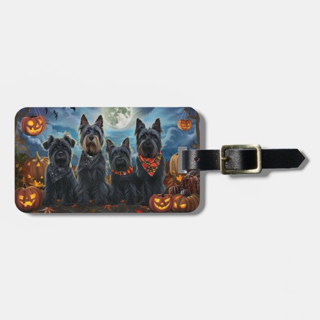 Scottish Terrier Halloween Spooky Bagagebricka (Horisontell Framsida)