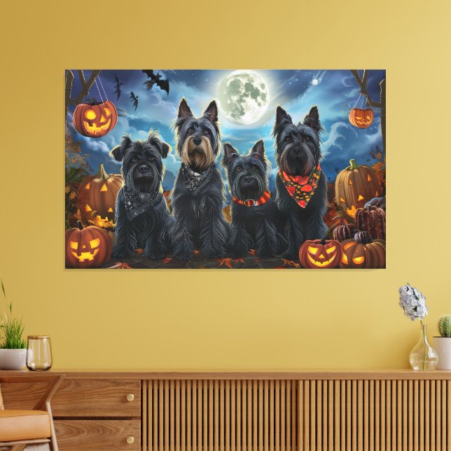 Scottish Terrier Halloween Spooky Canvastryck (Insitu (Vardagsrum))