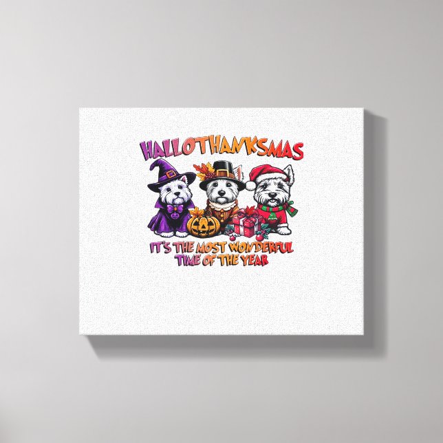 Scottish Terrier Halloween Thanksgiving jul Canvastryck (Framsida)