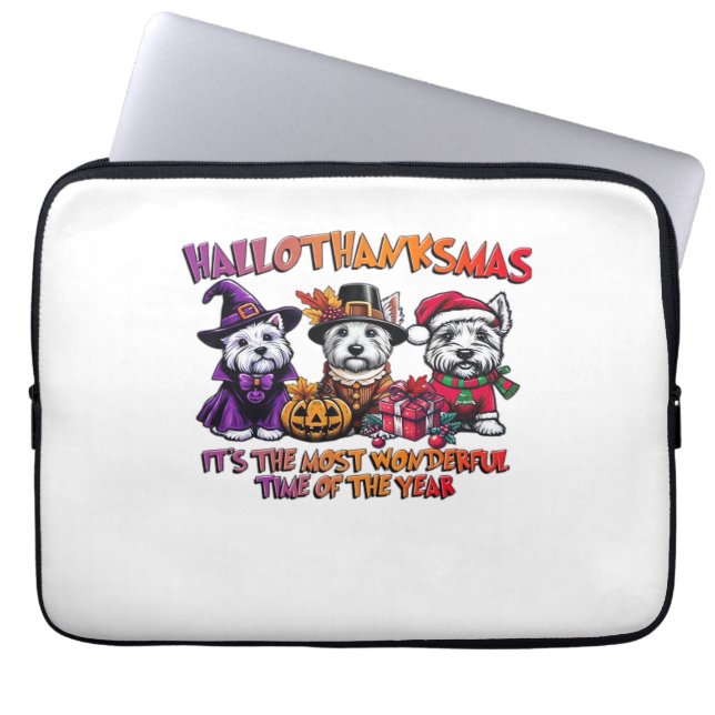 Scottish Terrier Halloween Thanksgiving jul Laptop Fodral (Framsidan)
