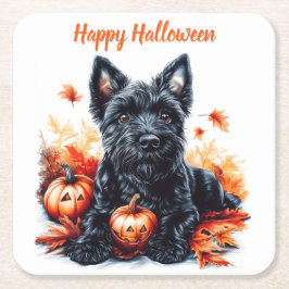 Scottish Terrier Halloween Underlägg Papper Kvadrat