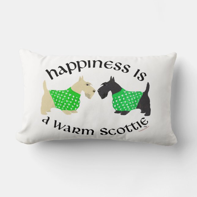 Scottish Terrier Happiness Pillow Lumbarkudde (Framsida)