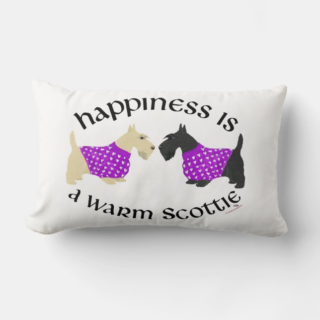 Scottish Terrier Happiness Pillow Lumbarkudde (Framsida)