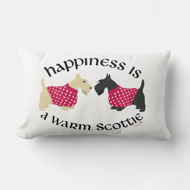 Scottish Terrier Happiness Pillow Lumbarkudde (Framsida)