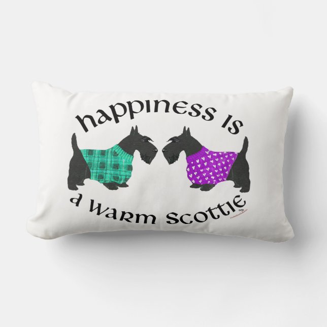 Scottish Terrier Happiness Pillow Lumbarkudde (Framsida)