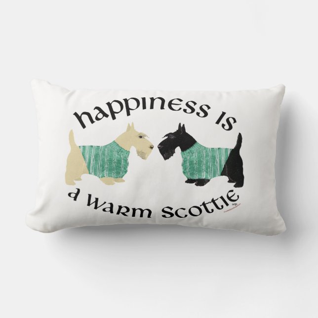 Scottish Terrier Happiness Pillow Lumbarkudde (Framsida)