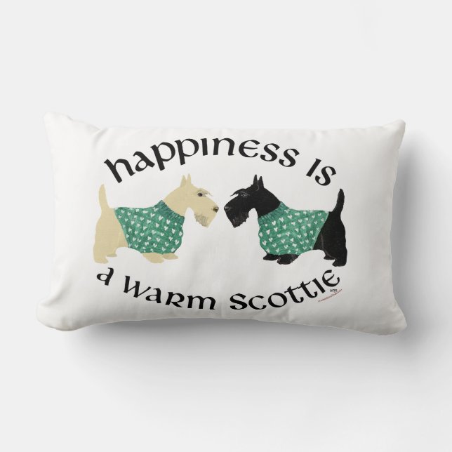 Scottish Terrier Happiness Pillow Lumbarkudde (Framsida)