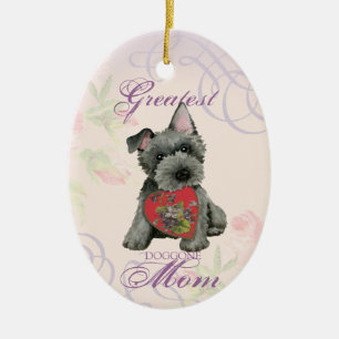 Scottish Terrier Heart Mamma Ceramic Ornament