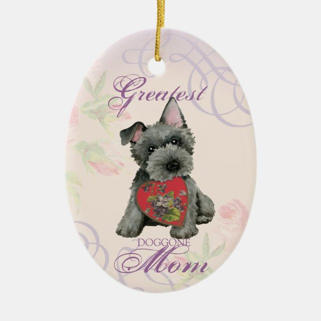 Scottish Terrier Heart Mamma Ceramic Ornament (Framsidan)