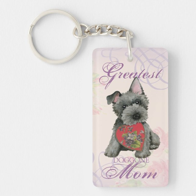 Scottish Terrier Heart Mamma Keychain (Framsidan)