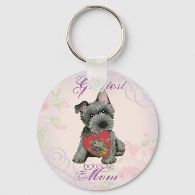 Scottish Terrier Heart Mamma Keychain Nyckelring (Framsida)