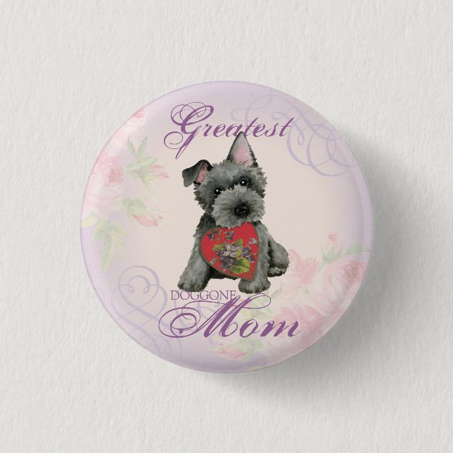 Scottish Terrier Heart Mamma Pinback Button Knapp (Framsida)