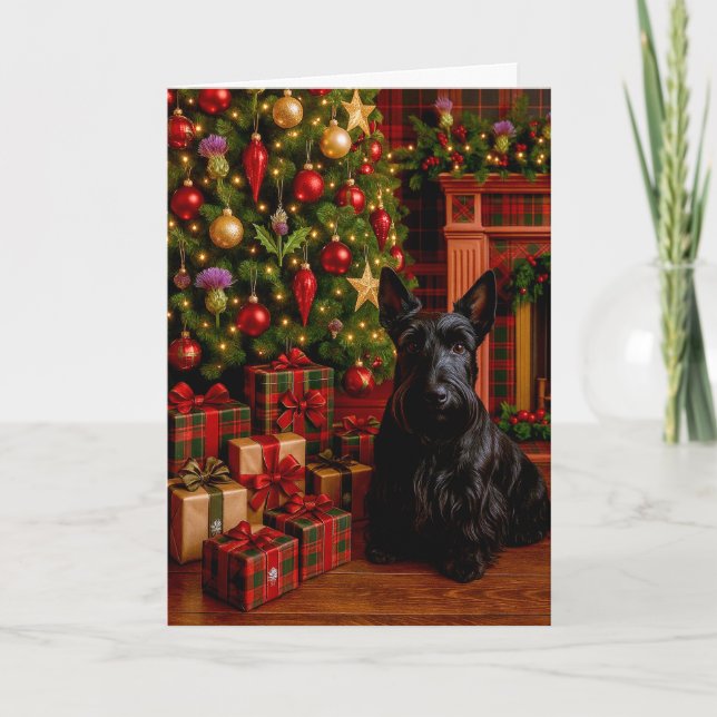 Scottish Terrier Holiday Card Helgkort (Framsida)