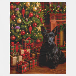 Scottish Terrier Holiday Fleecefilt