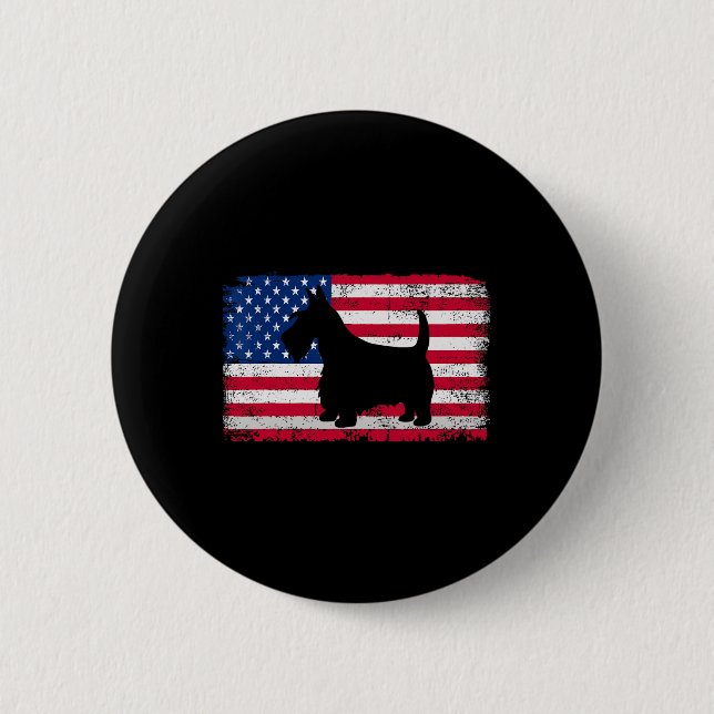Scottish Terrier Hund 4:e juli Patriotic America Knapp (Framsida)