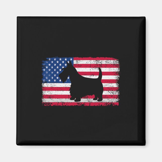 Scottish Terrier Hund 4:e juli Patriotic America Magnet (Framsidan)