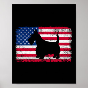 Scottish Terrier Hund 4:e juli Patriotic America Poster
