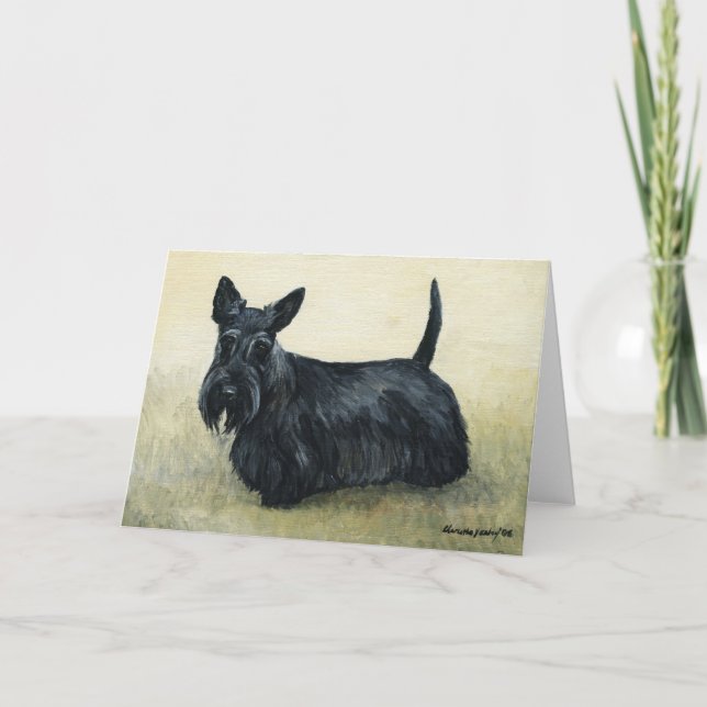 "Scottish Terrier" Hund Art Blank Notecard Kort (Framsida)
