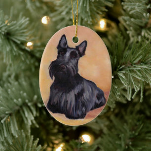Scottish Terrier Hund Art Ornament Oval