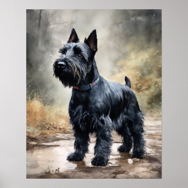 Scottish Terrier Hund Art Print Poster (Framsidan)