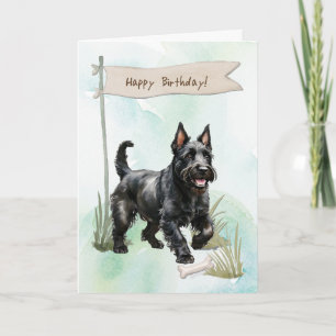 Scottish Terrier Hund aveln under födelsedagsskylt Kort