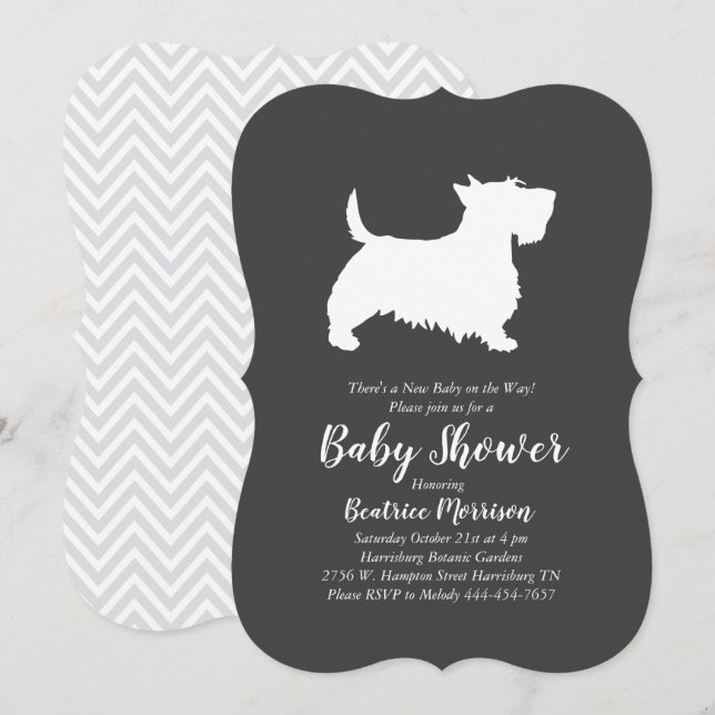 Scottish Terrier Hund Baby Shower Gender Neutral Inbjudningar (Fram/baksida)