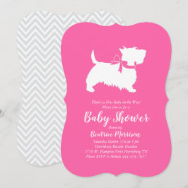 Scottish Terrier Hund Baby Shower Rosa Girl Inbjudningar