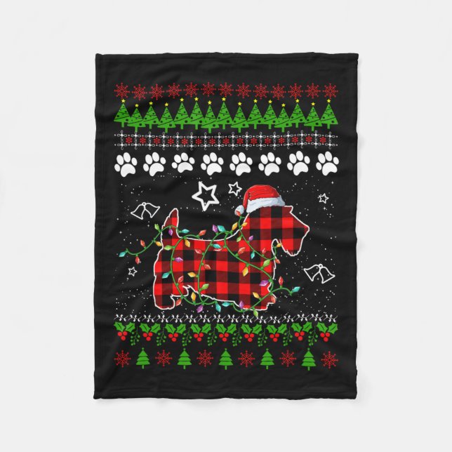 Scottish Terrier Hund Funny Julafton Ugly Sweater  Fleecefilt (Framsidan)