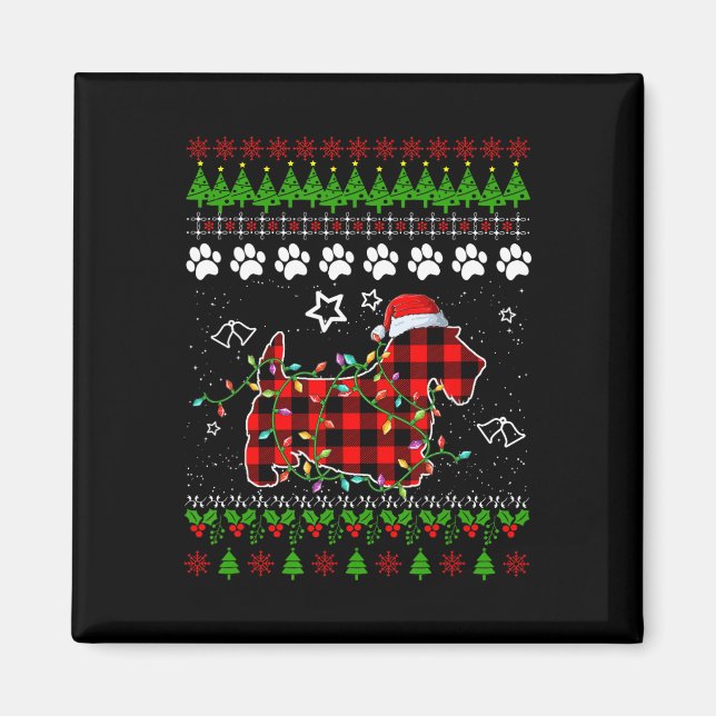 Scottish Terrier Hund Funny Julafton Ugly Sweater  Magnet (Framsidan)