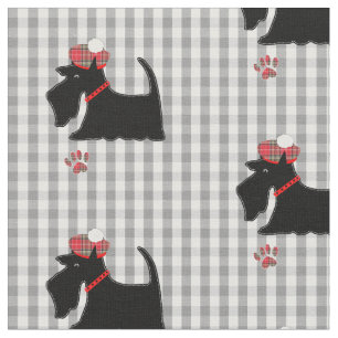 Scottish Terrier Hund Gingham Play Cute Tyg