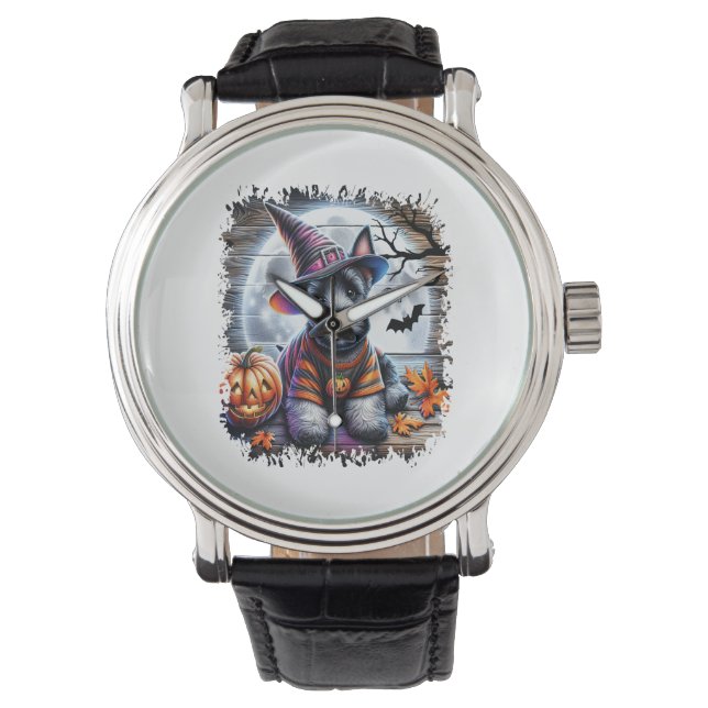 Scottish Terrier Hund Halloween Armbandsur (Framsida)