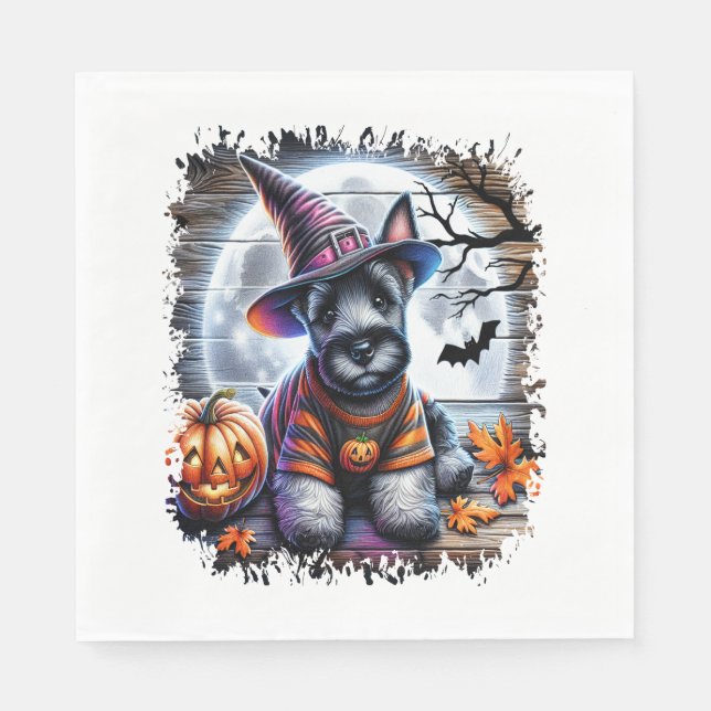 Scottish Terrier Hund Halloween Pappersservett (Framsidan)