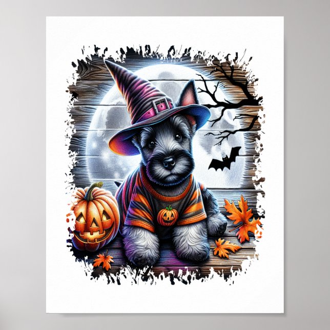 Scottish Terrier Hund Halloween Poster (Framsidan)