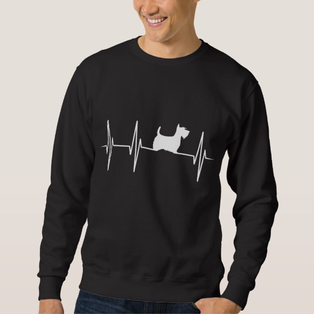 Scottish Terrier Hund Heartslag - Scottie Hund äls Lång Ärmad Tröja (Framsida)